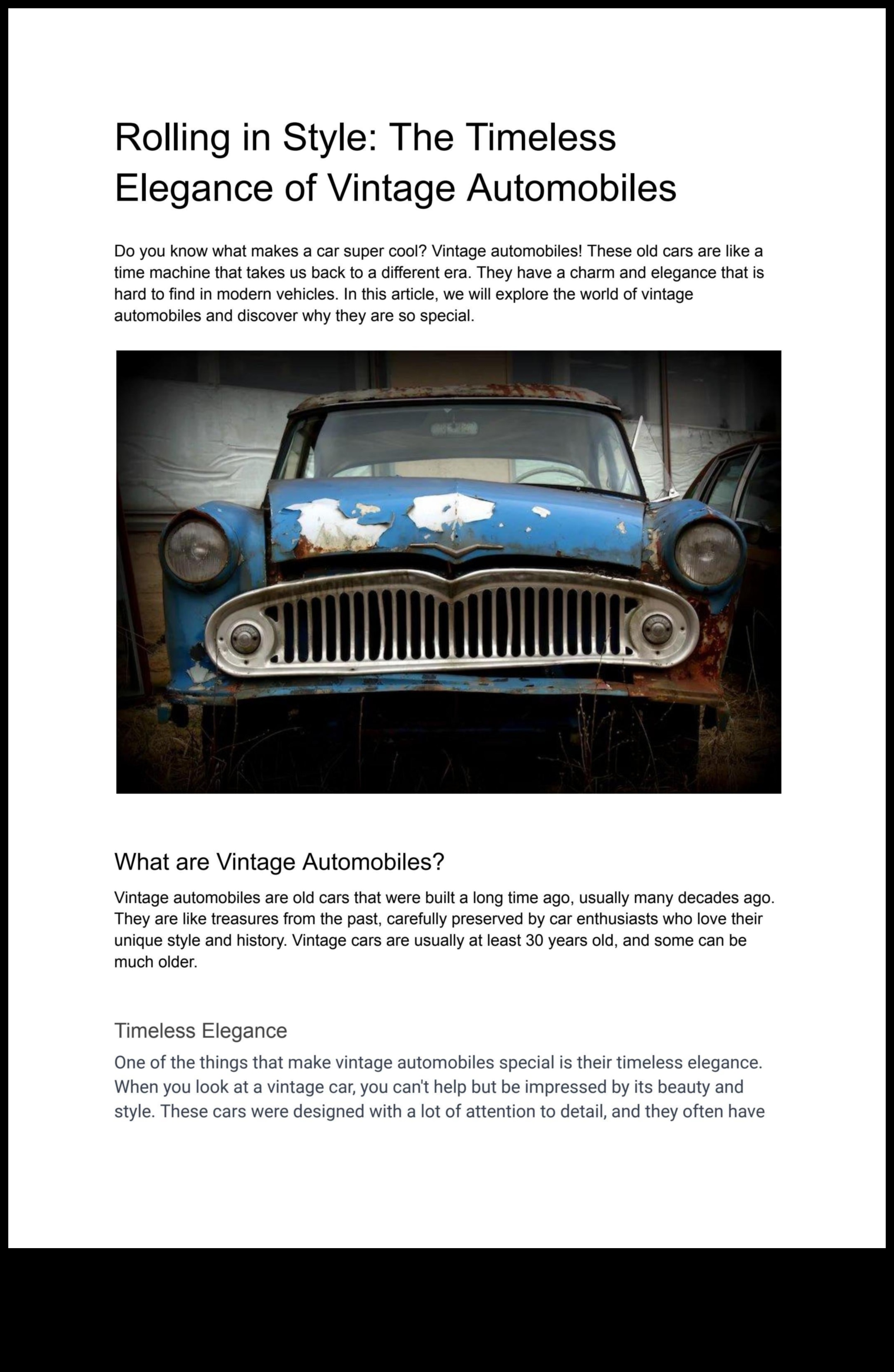 עבר והווה: כלי רכב עתיקים והצטלבות של עידן